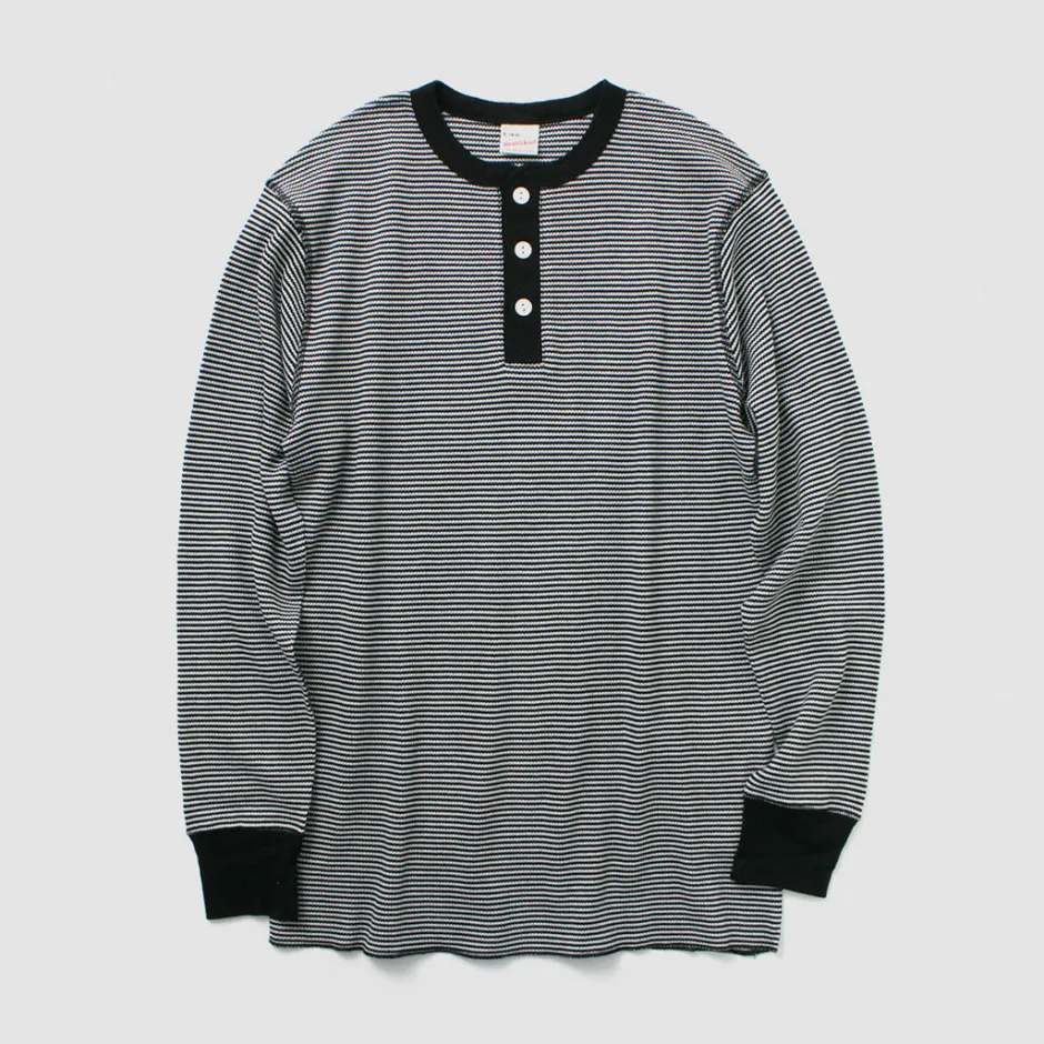 T-Shirts^HEALTHKNIT / Basic Waffle Henley Neck Long Sleeve