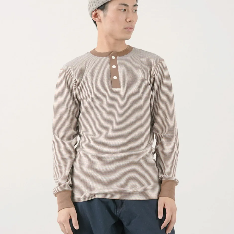 T-Shirts^HEALTHKNIT / Basic Waffle Henley Neck Long Sleeve