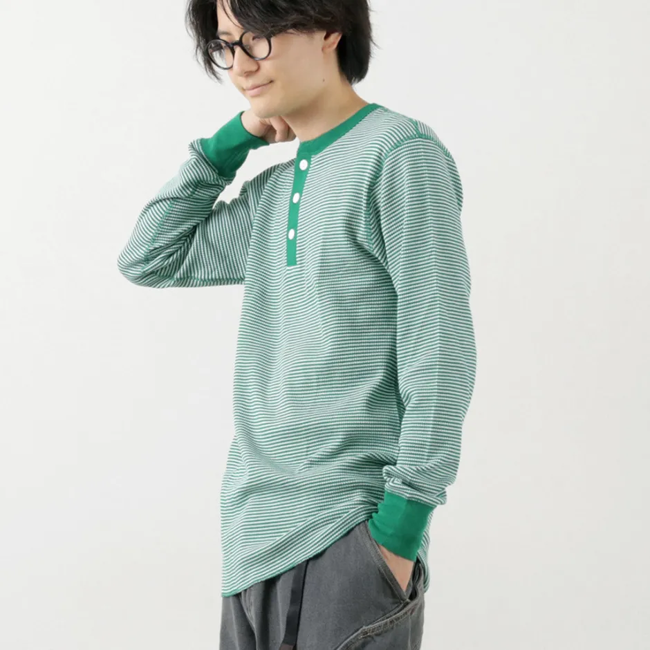 T-Shirts^HEALTHKNIT / Basic Waffle Henley Neck Long Sleeve