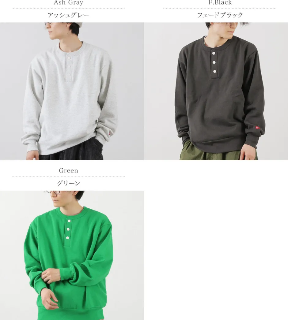 Sweatshirts^HEALTHKNIT / Classic Sweatshirt Henley Neck Long Sleeve