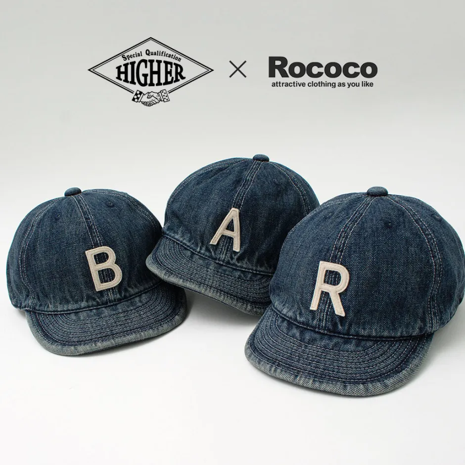 Hats^HIGHER / Selvage denim cap with initials badge