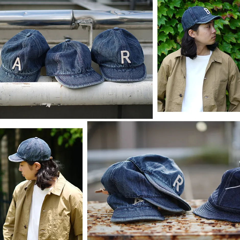 Hats^HIGHER / Selvage denim cap with initials badge