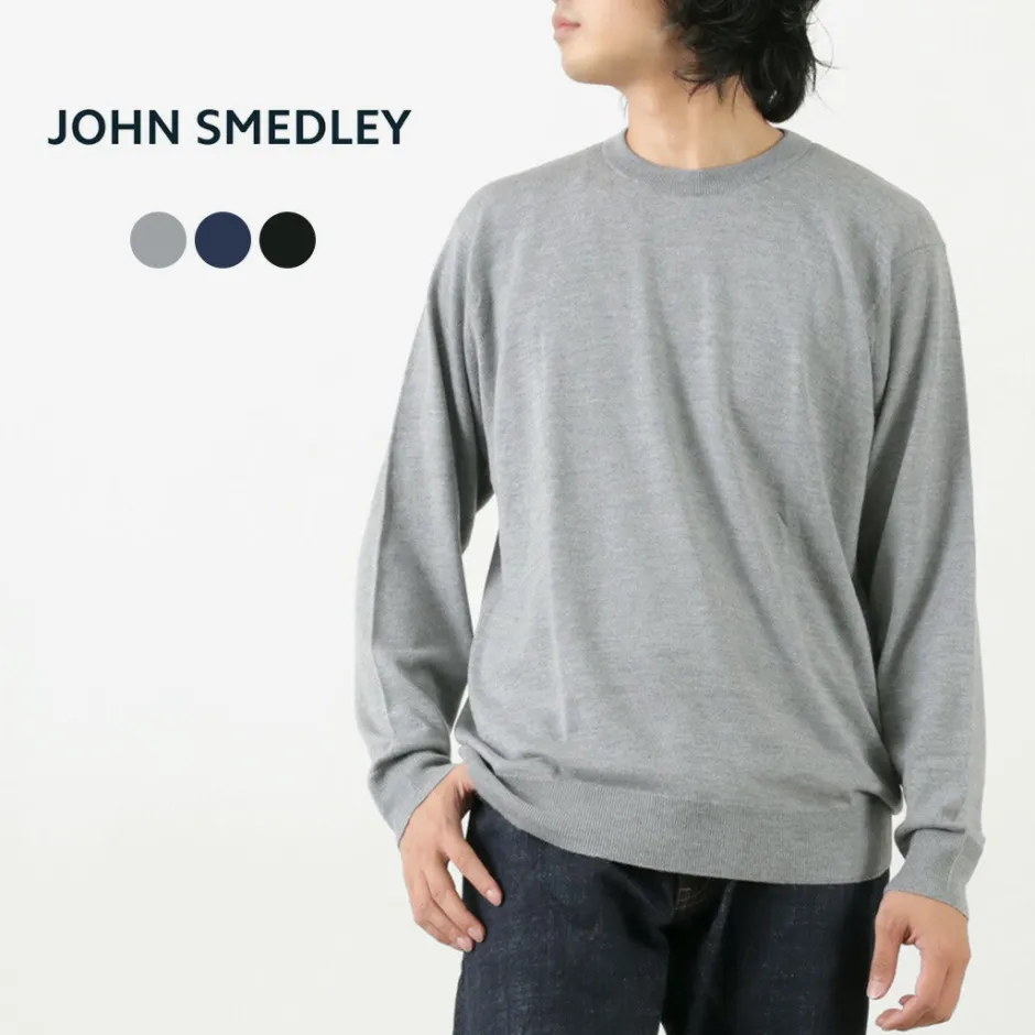 Knits^JOHN SMEDLEY / Merino Wool 24 Gauge Crew Neck Knit