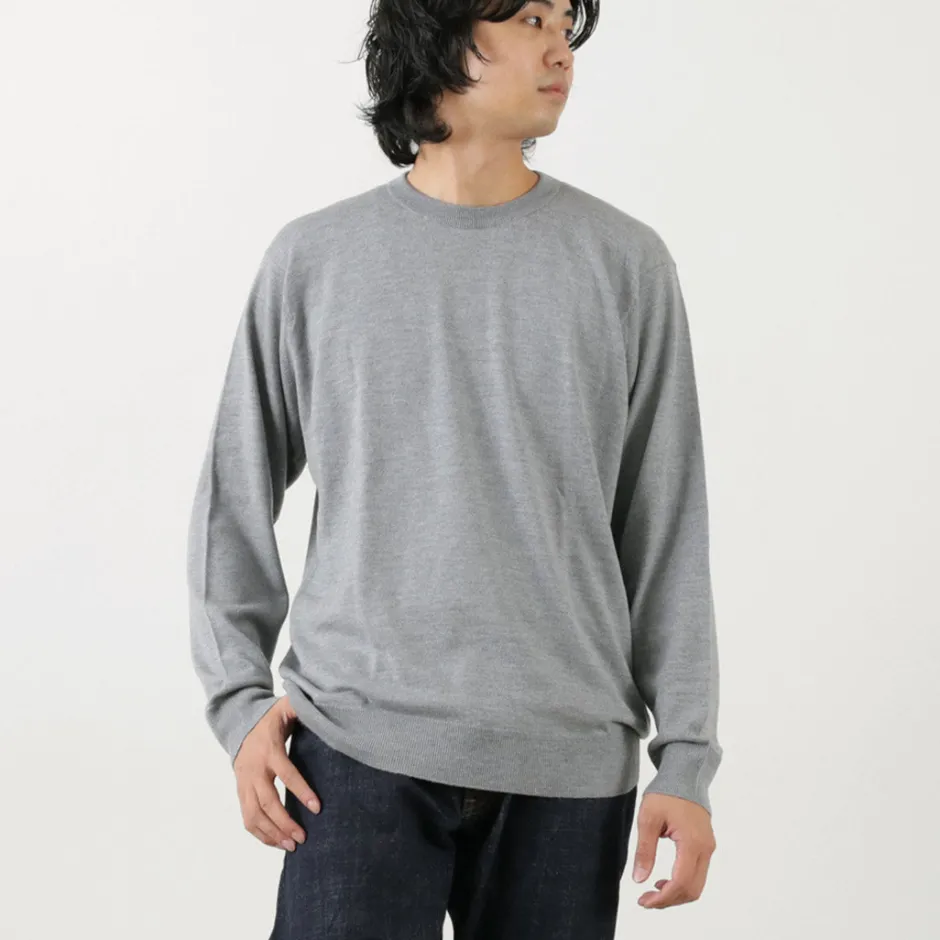 Knits^JOHN SMEDLEY / Merino Wool 24 Gauge Crew Neck Knit