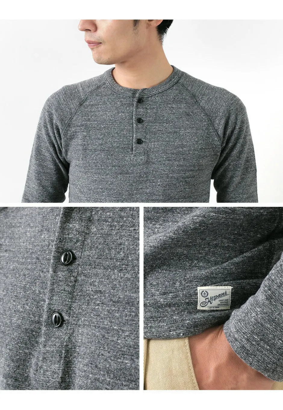 T-Shirts^KEPANI / Henley neck long sleeve tee