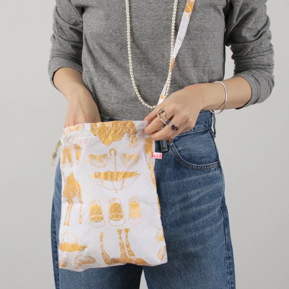 Shoulder Bags^MIKAMI / Printed Nylon Drawstring Bag Shoulder Bag
