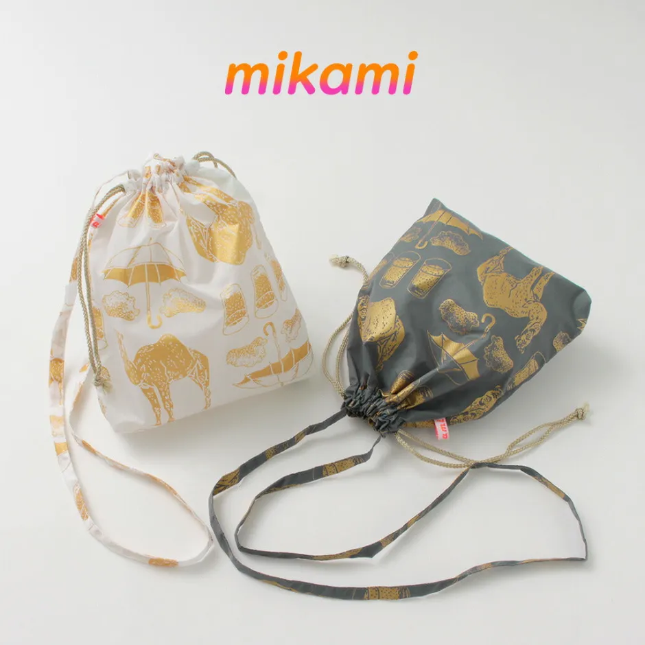 Shoulder Bags^MIKAMI / Printed Nylon Drawstring Bag Shoulder Bag