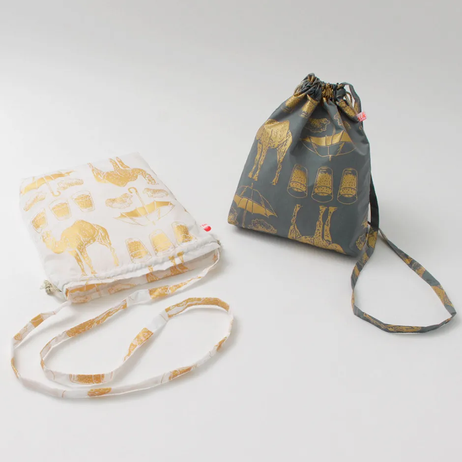 Shoulder Bags^MIKAMI / Printed Nylon Drawstring Bag Shoulder Bag