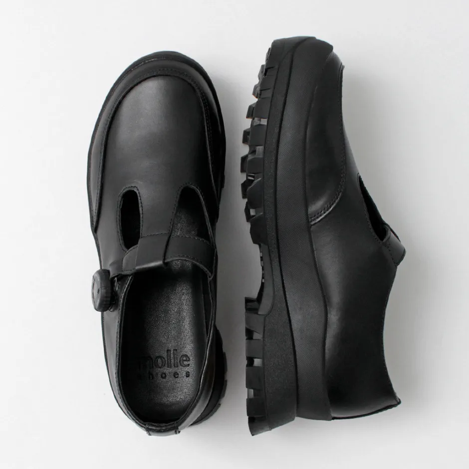 Leather Shoes & Boots^MOLLE SHOES / Free Rock T-Strap Leather Shoes black