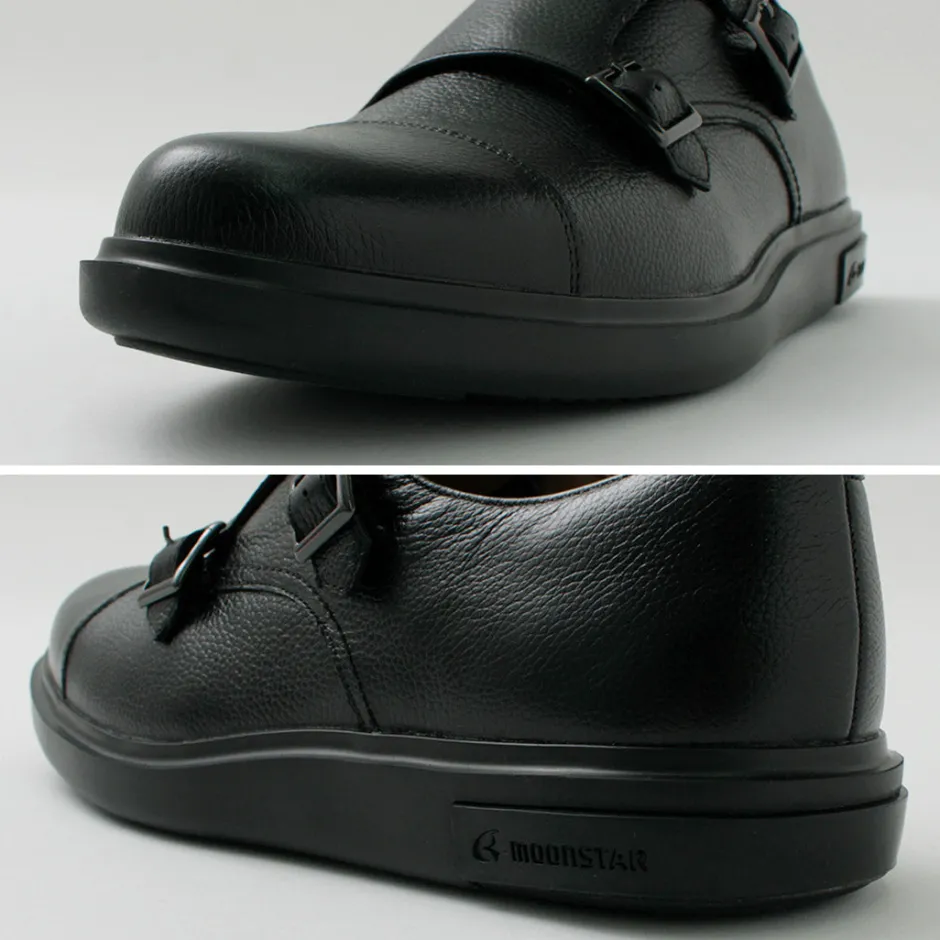Leather Shoes & Boots^MOONSTAR / Breathable Waterproof Double Monk Strap Leather Shoes black
