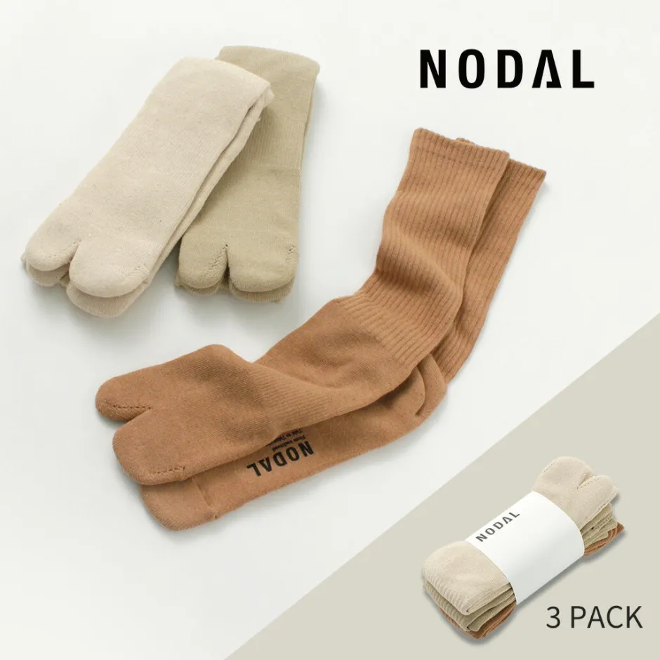 Socks^NODAL / Organic Cotton 3 Pack Crew Socks natural