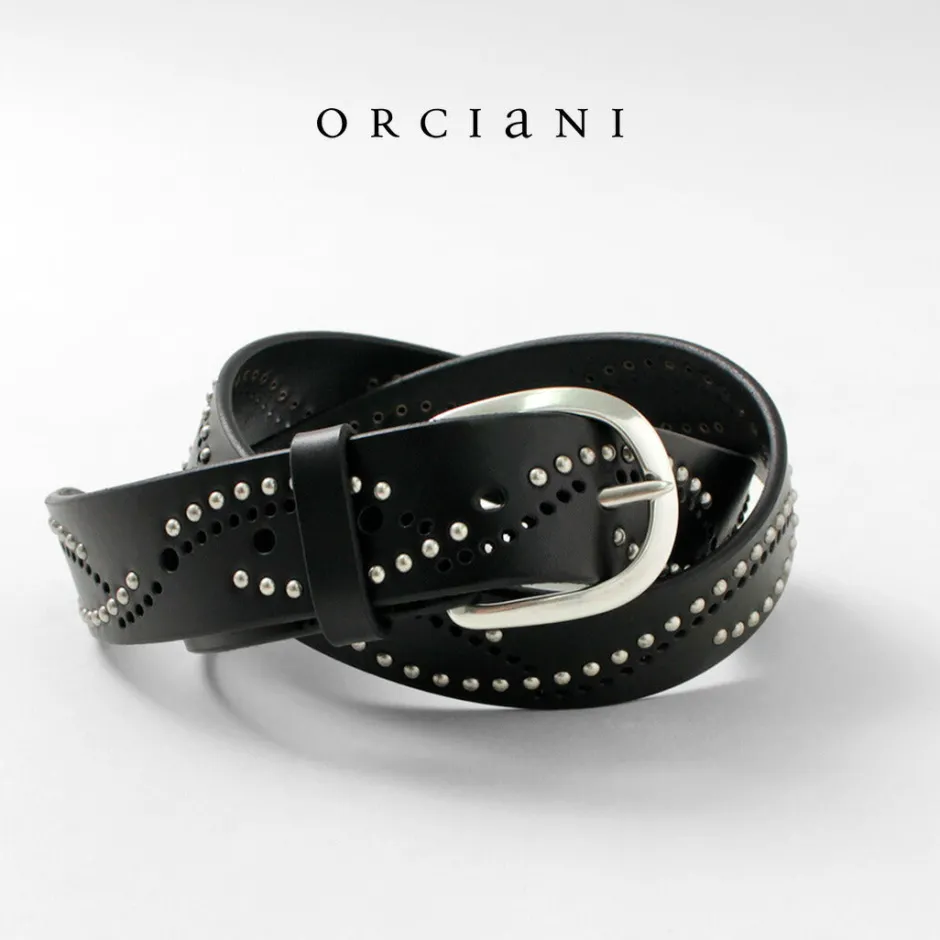 Belts^ORCIANI / Bull Soft leather with micro studs black