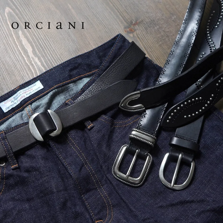 Belts^ORCIANI / Bull Soft leather with micro studs black