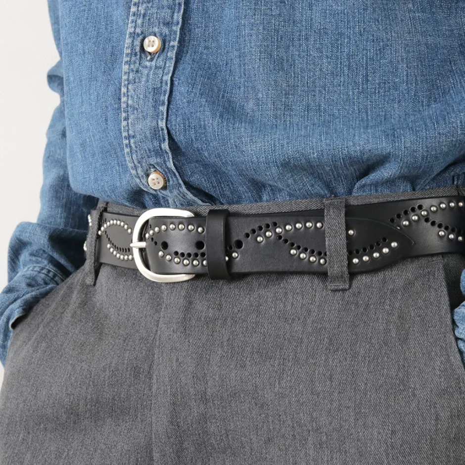 Belts^ORCIANI / Bull Soft leather with micro studs black