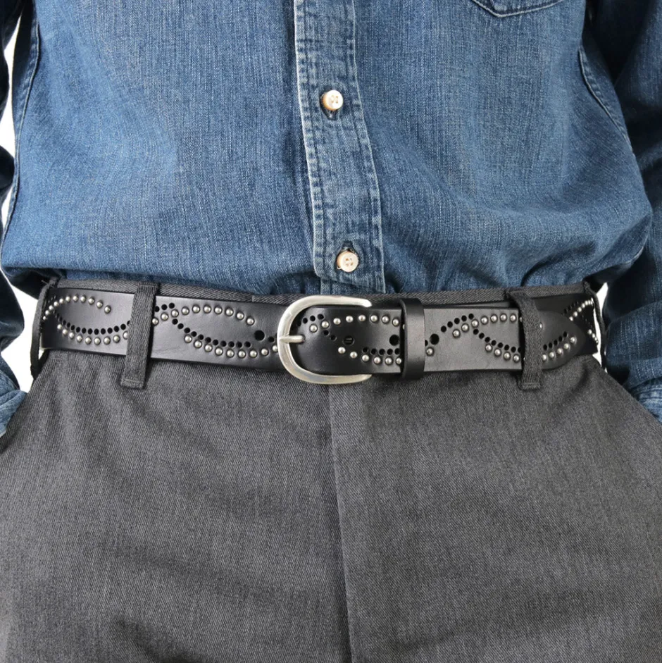 Belts^ORCIANI / Bull Soft leather with micro studs black