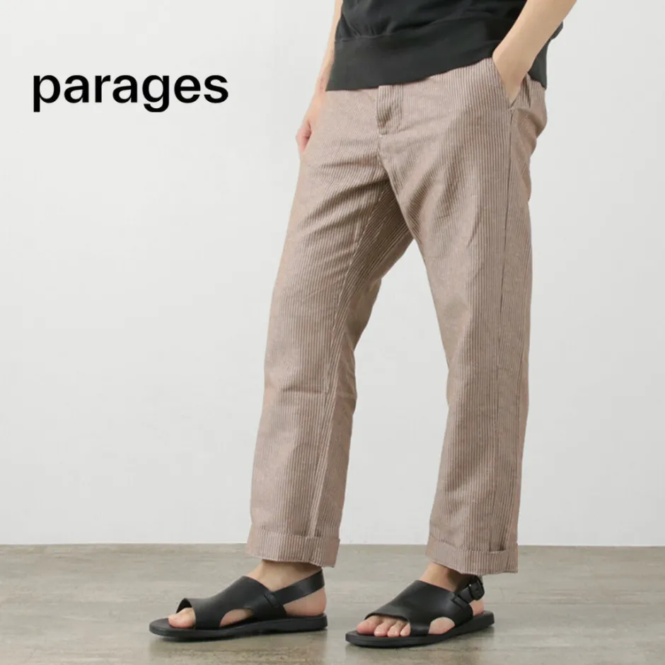 Trousers^PARAGES / Yoga Pants Linen Cotton burgundy