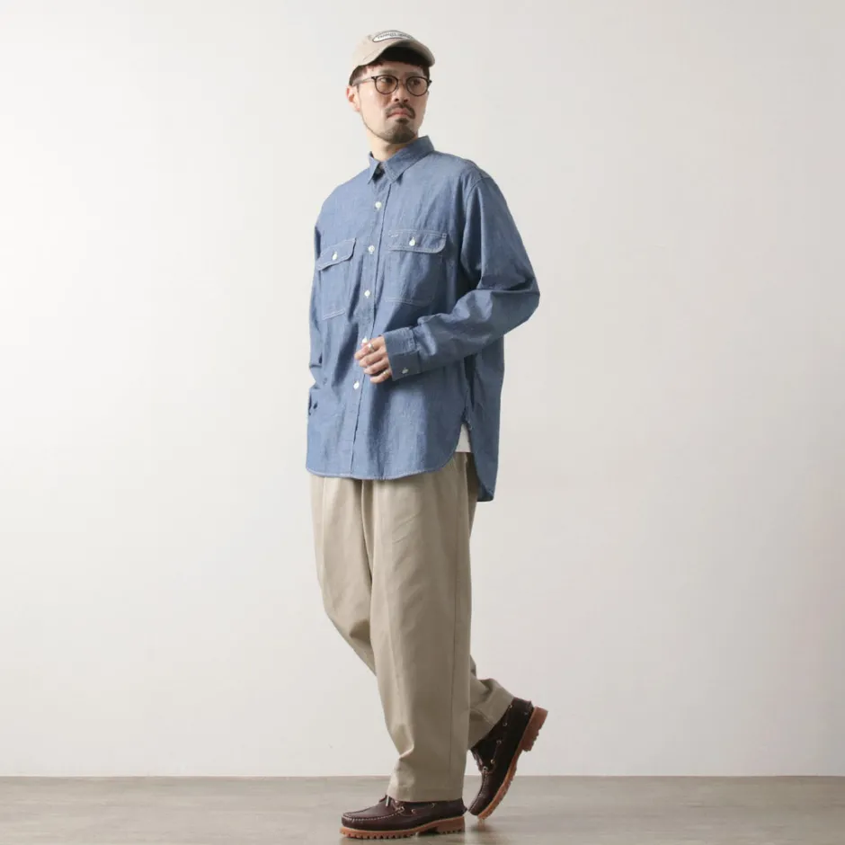 Shirts^PAYDAY / 40s model, chin strap, work shirt lightblue