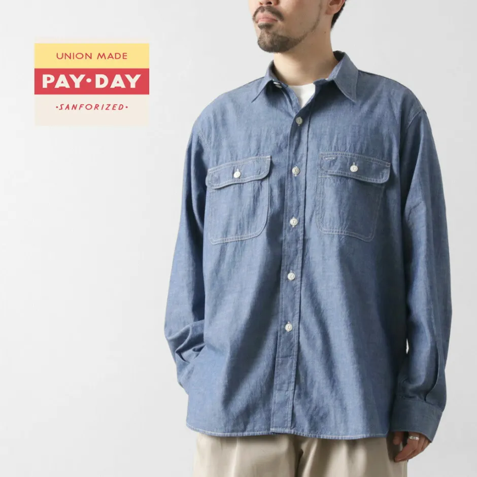 Shirts^PAYDAY / 40s model, chin strap, work shirt lightblue