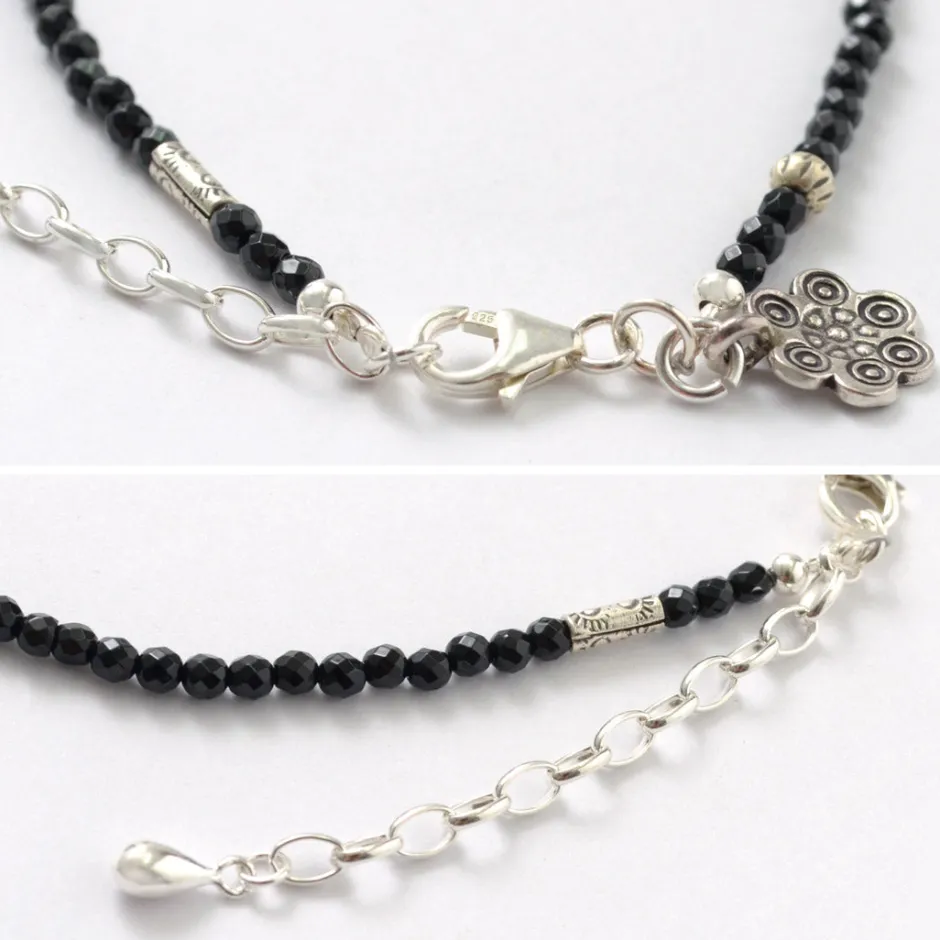Anklets^PHADUA / onyx (3mm) cut bead anklet adjuster black
