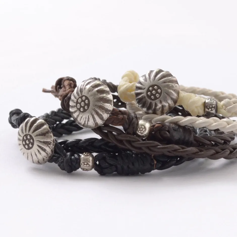 Anklets^PHADUA / Braided 1.5mm Leather 2 Wrap Bracelet