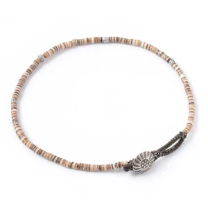 Anklets^PHADUA / Shell Beads Wax Cord Anklet brown