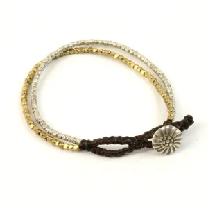 Anklets^PHADUA / Karen Silver Beads Brass Double Cord Bracelet gold
