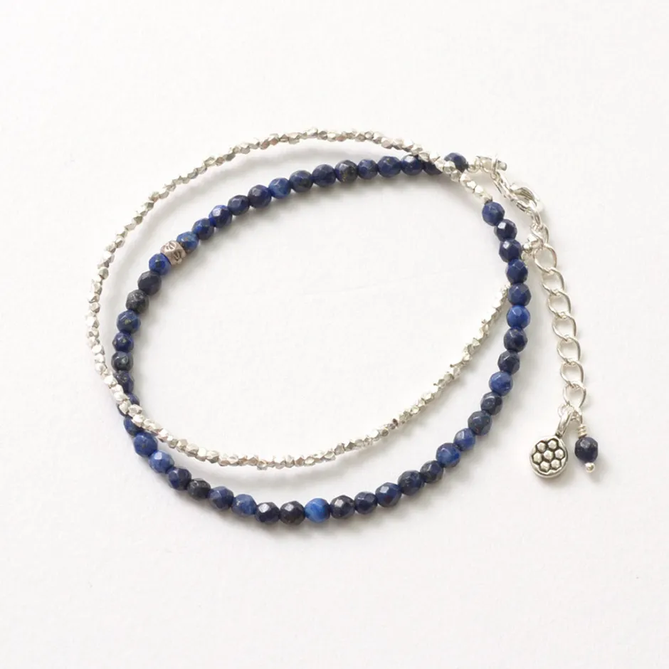 Anklets^PHADUA / Lapis Lazuli W-Wrap Bracelet blue
