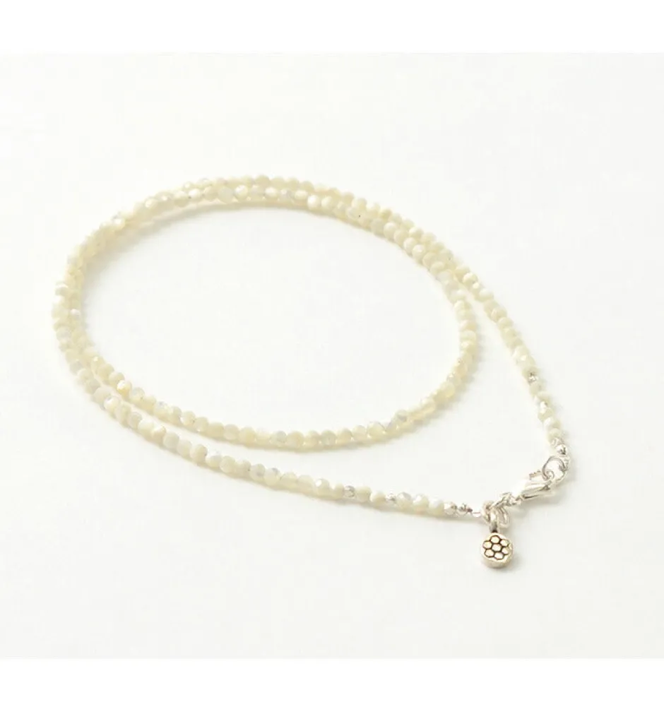 Anklets^PHADUA / Mother of Shell 2mm Cut Beads Necklace/Anklet white