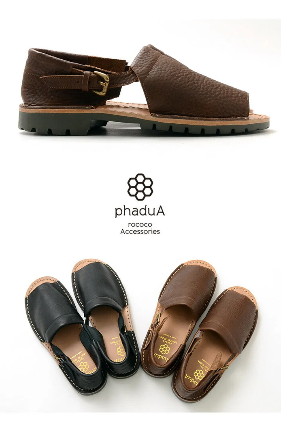 Sandals^PHADUA / Open Toe Side Strap Leather Shoes
