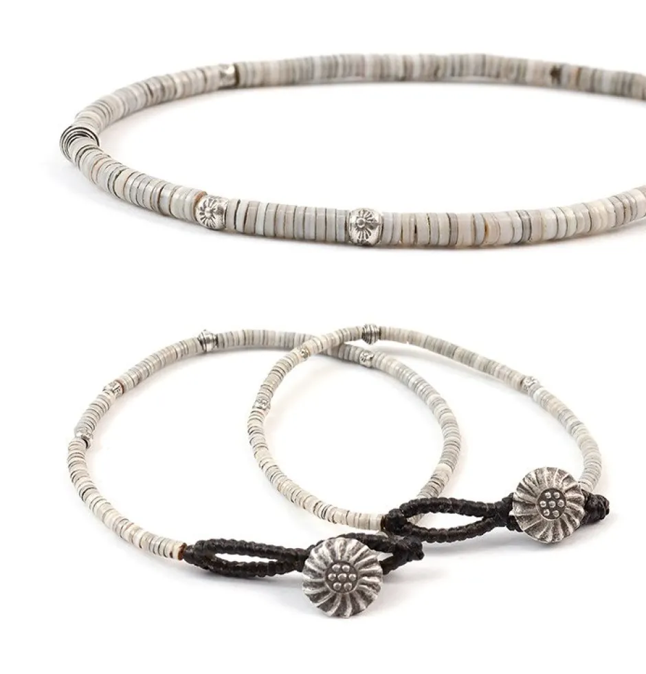 Anklets^PHADUA / Shell Beads / Wax Cord Bracelet natural