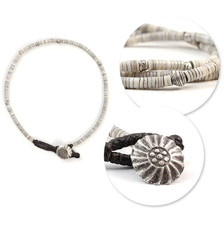 Anklets^PHADUA / Shell Beads / Wax Cord Bracelet natural