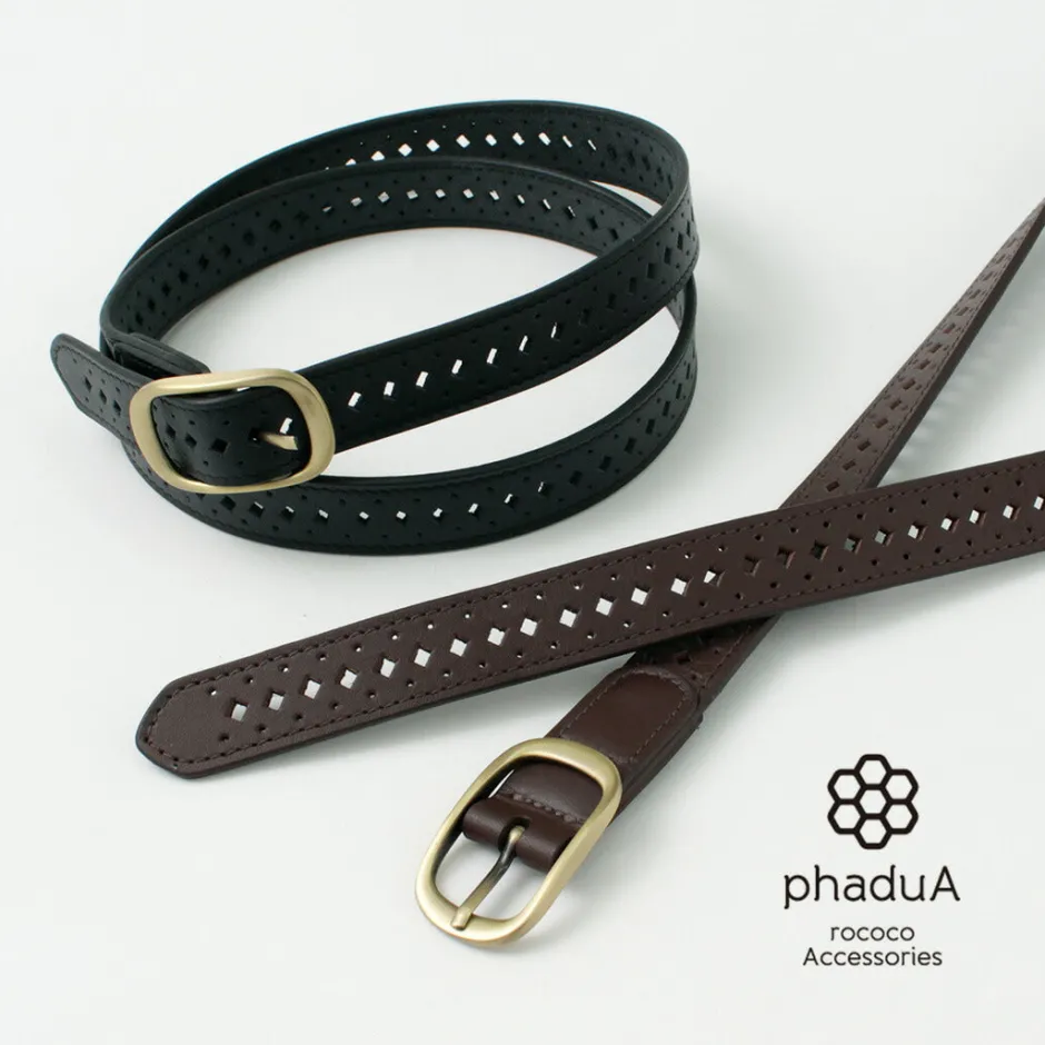 Belts^PHADUA / Sizeless Perforated Leather Belt