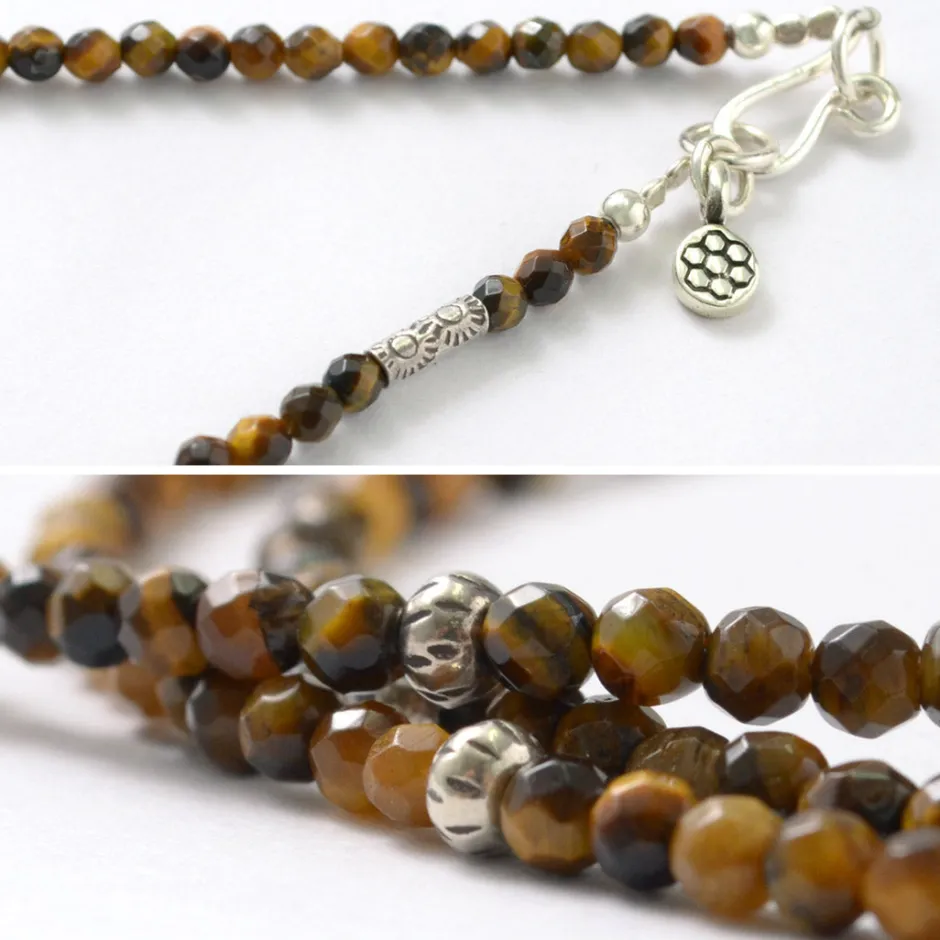 Anklets^PHADUA / Tiger Eye 3mm Cut Bead Necklace yellow