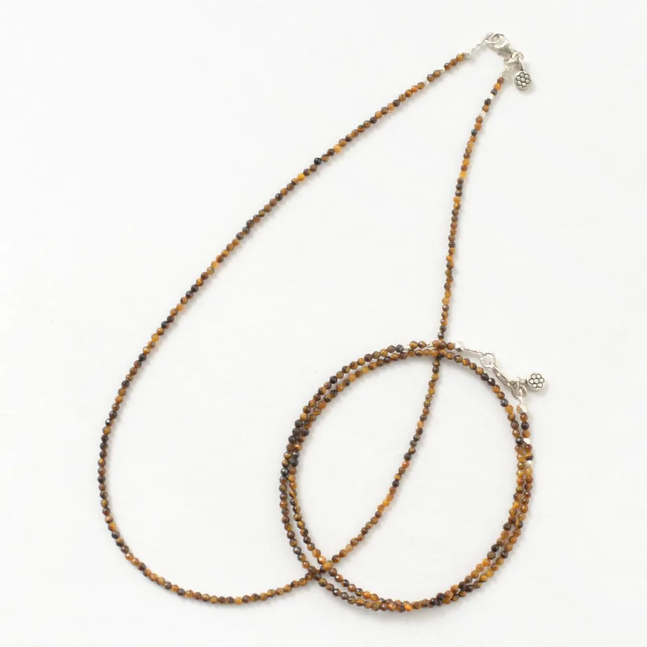 Anklets^PHADUA / Tiger Eye (2mm) Cut Beads Necklace/Anklet yellow