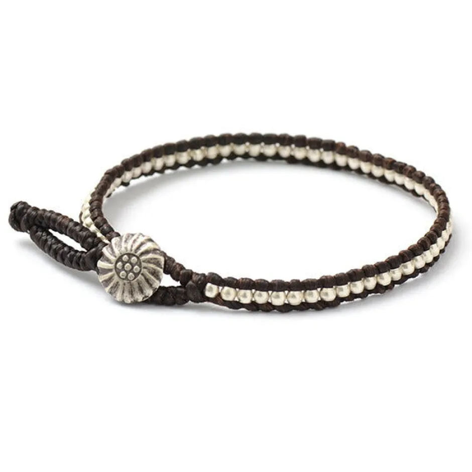 Anklets^PHADUA / Waxed cord silver single strand concho bracelet