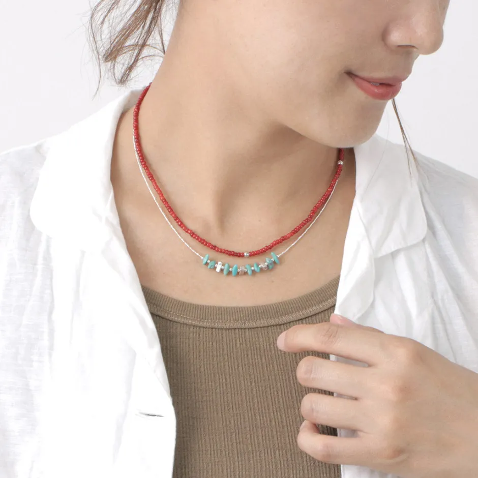 Anklets^PHADUA / White Heart Antique Beads Necklace red