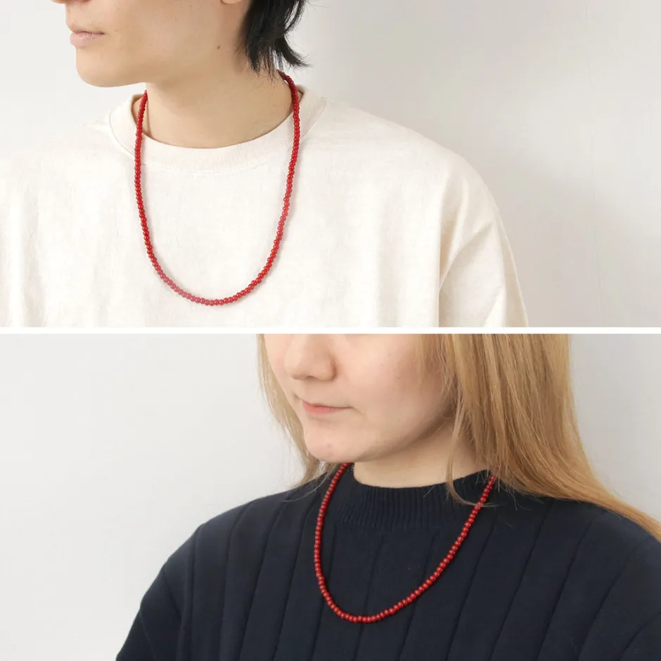Anklets^phaduA / White Heart Antique Glass Bead Necklace red