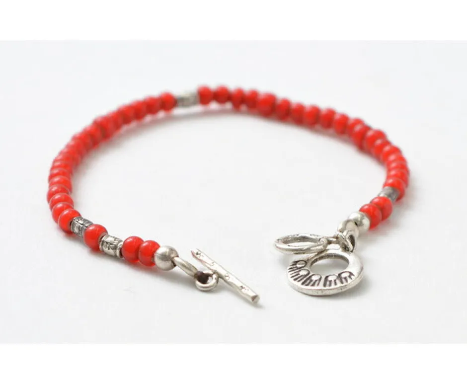 Anklets^PHADUA / White Heart Bead Bracelet red