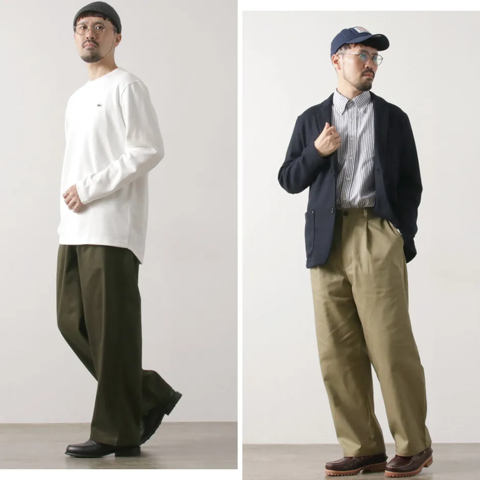 Work Pants & Chinos^RE MADE IN TOKYO JAPAN / Cotton hard twill tuck wide pants