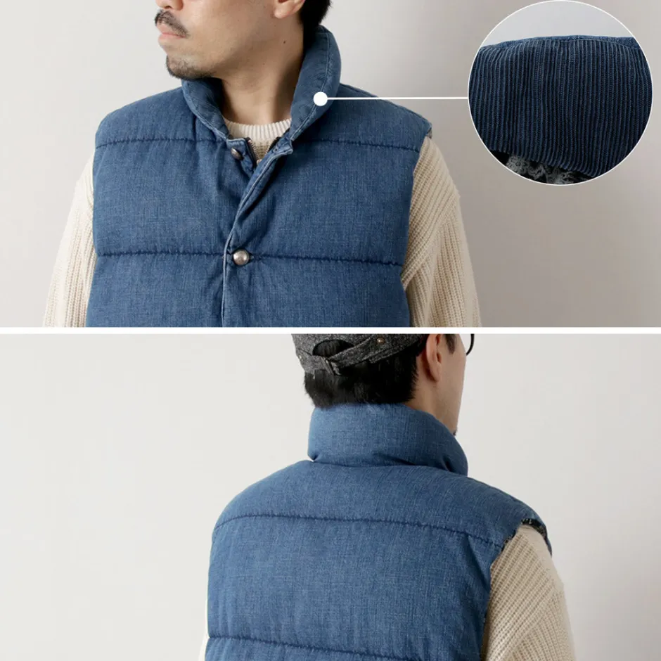 Down Wear | Vests^REMI RELIEF / Natural Processed Denim Down Vest