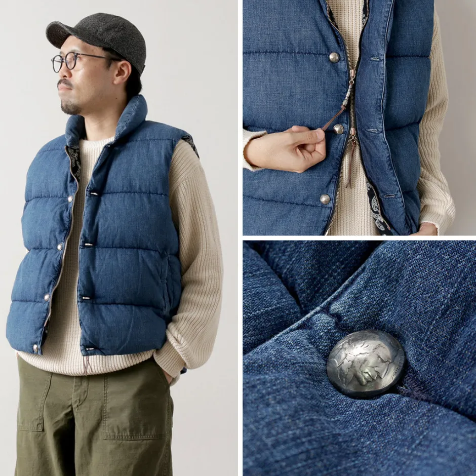 Down Wear | Vests^REMI RELIEF / Natural Processed Denim Down Vest