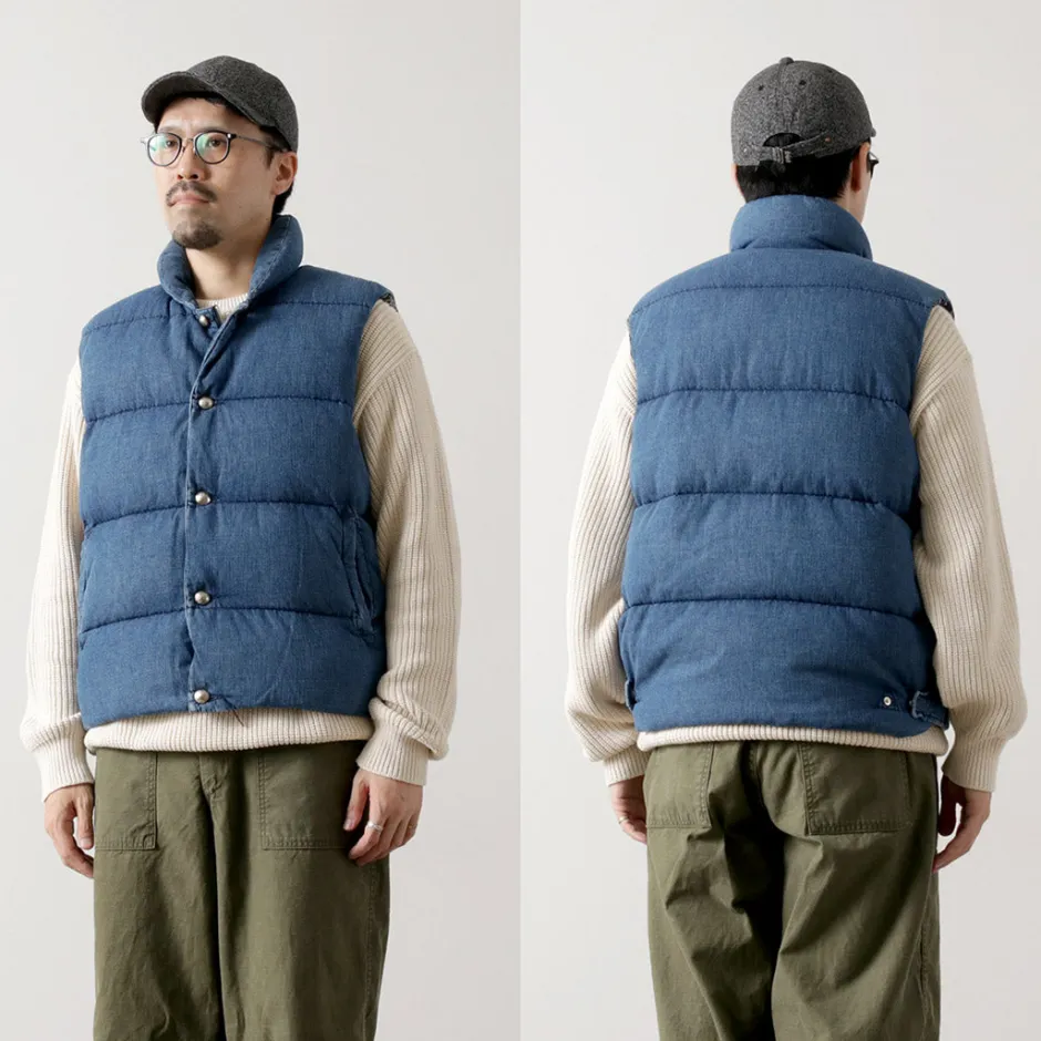 Down Wear | Vests^REMI RELIEF / Natural Processed Denim Down Vest