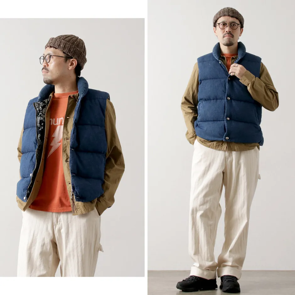 Down Wear | Vests^REMI RELIEF / Natural Processed Denim Down Vest