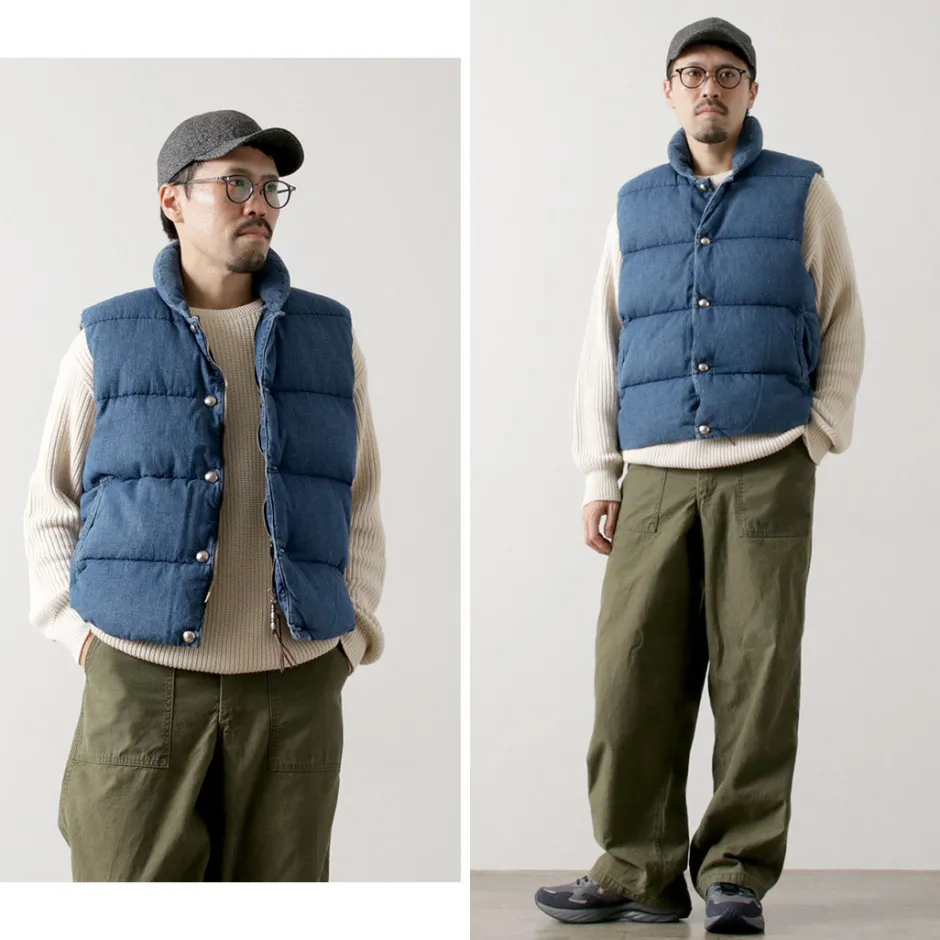 Down Wear | Vests^REMI RELIEF / Natural Processed Denim Down Vest