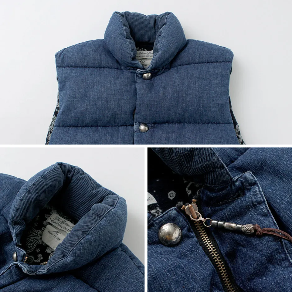 Down Wear | Vests^REMI RELIEF / Natural Processed Denim Down Vest