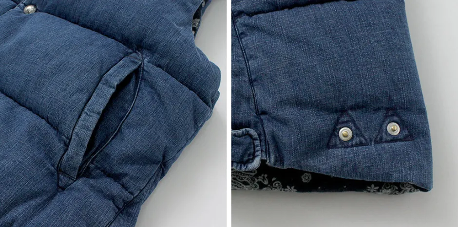 Down Wear | Vests^REMI RELIEF / Natural Processed Denim Down Vest