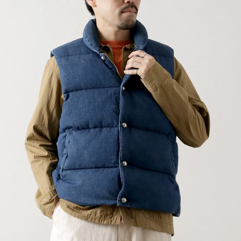 Down Wear | Vests^REMI RELIEF / Natural Processed Denim Down Vest