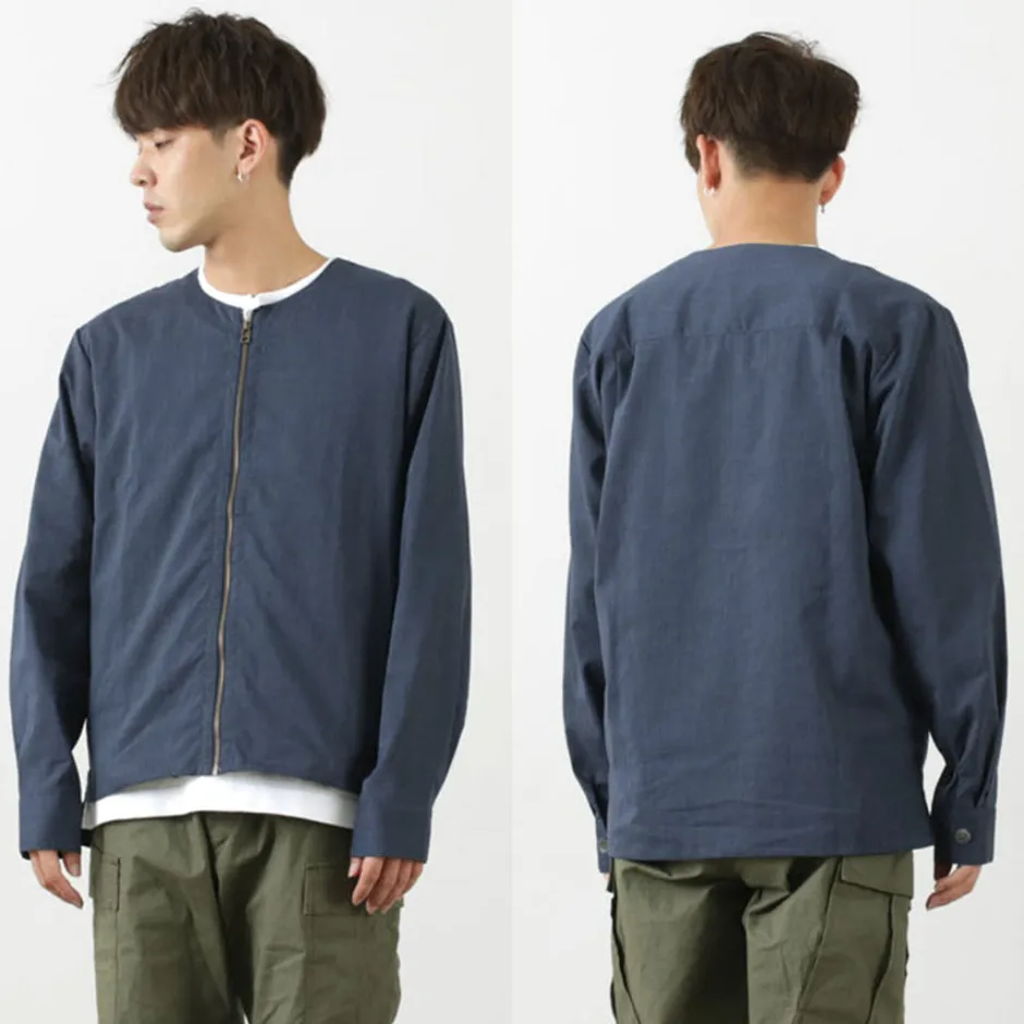 Cardigans^ROCOCO / Polylammy Coolmax stretch collarless shirt cardigan
