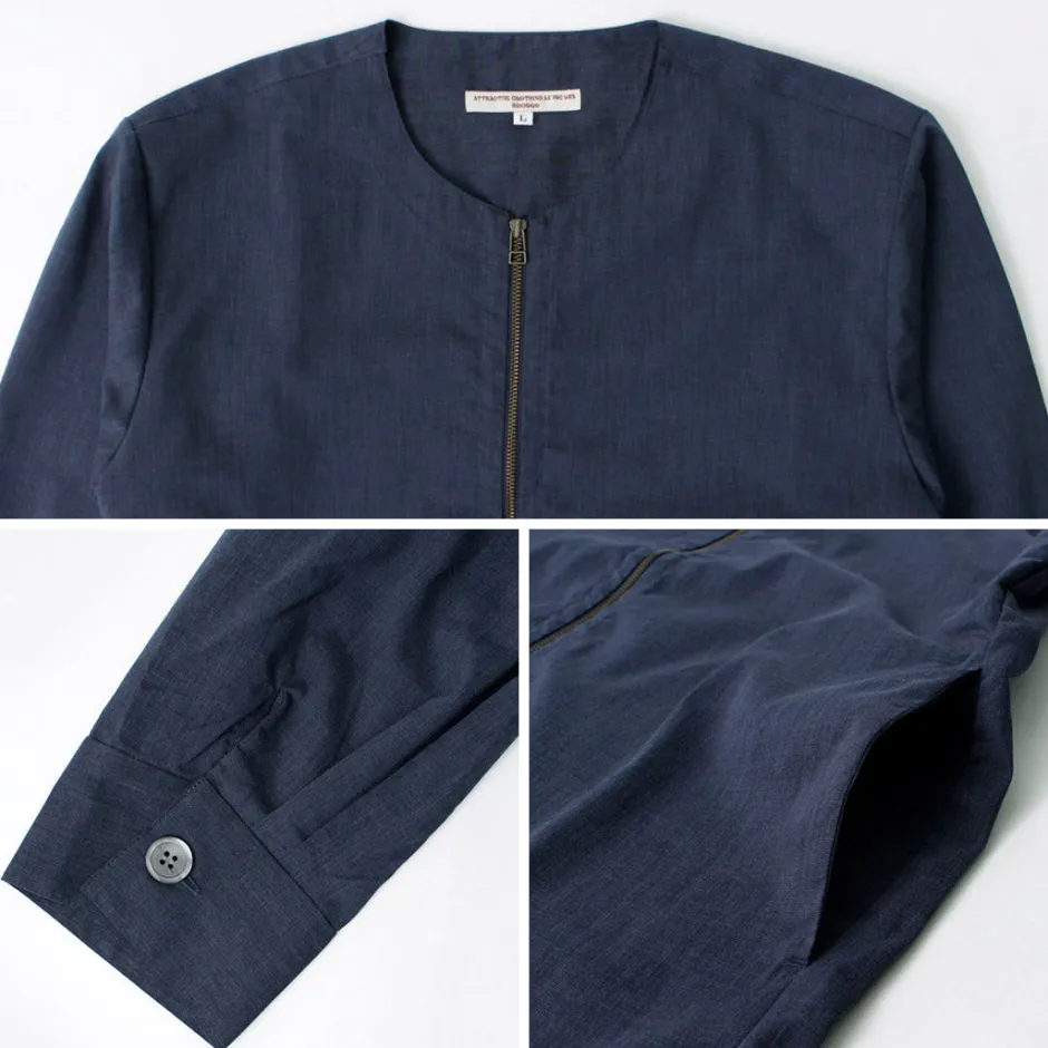 Cardigans^ROCOCO / Polylammy Coolmax stretch collarless shirt cardigan