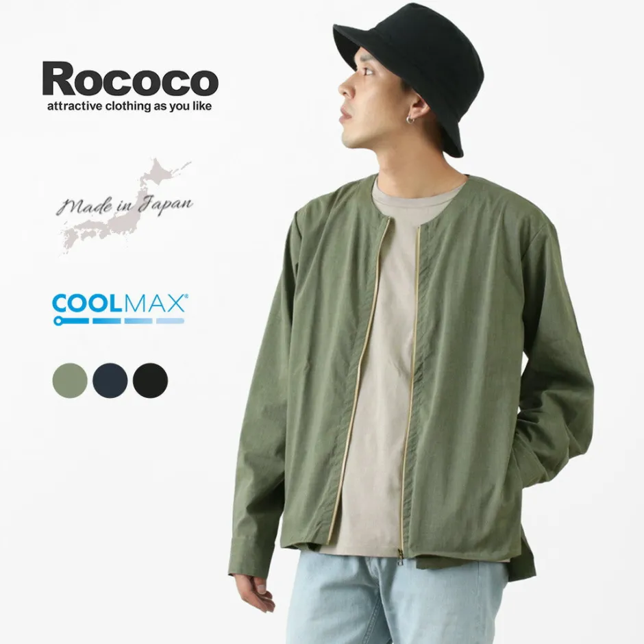 Cardigans^ROCOCO / Polylammy Coolmax stretch collarless shirt cardigan